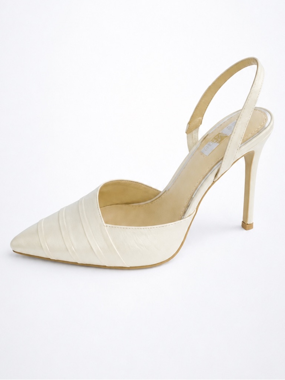BE MINE Ivory Satin Slingback Pointed-Toe Stiletto Heel NWOB